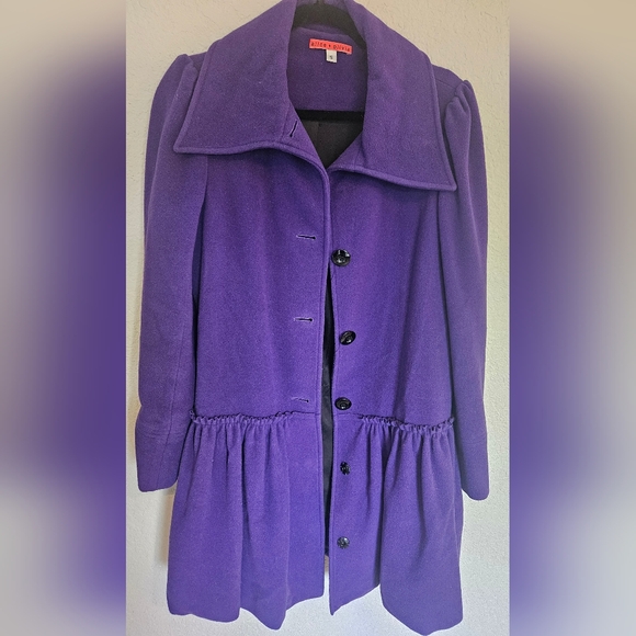 Alice + Olivia Purple S Small Wool Bubble Coat Wool Blend Drop Waist Lined - Picture 4 of 11